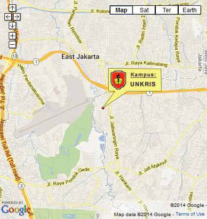 Campus Map & Location (Google Map) UNKRIS Jakarta Nomor